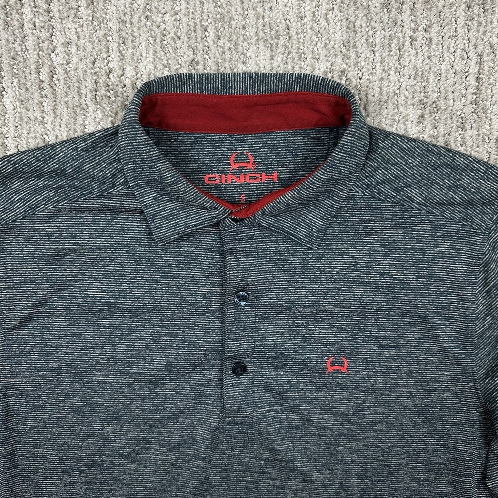 Cinch Polo Shirt Mens Small Blue Striped Short Sleeve Western Performance Golf